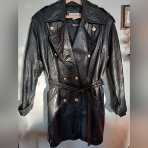 Siena Studio Vintage Leather Jacket / Trench Style Coat